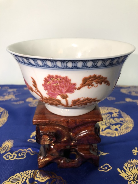 古玩陶瓷民國(guó)-粉彩花卉紋茶碗拍賣，當(dāng)前價(jià)格288元