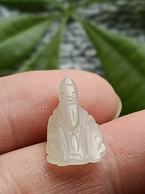 古玩玉器(一口價放漏)超白清代和田白玉雕“壽星帽花”拍賣,當前價格600元