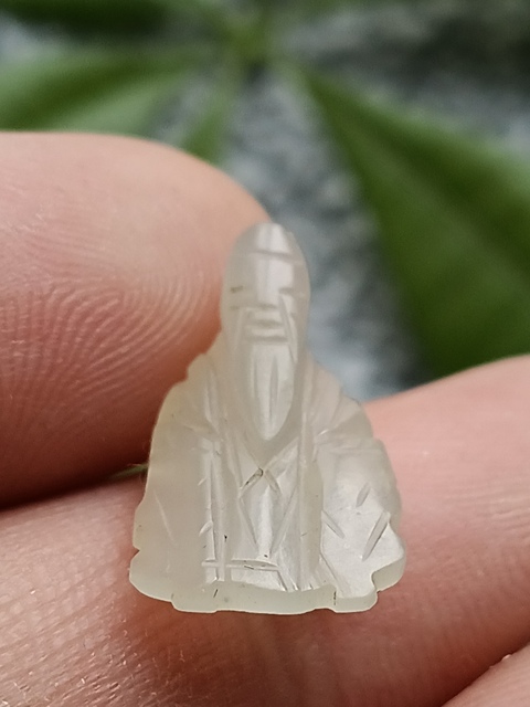 古玩玉器(一口價放漏)超白清代和田白玉雕“壽星帽花”拍賣,當前價格600元
