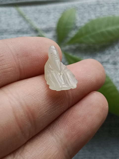古玩玉器(一口價放漏)超白清代和田白玉雕“壽星帽花”拍賣,當前價格600元