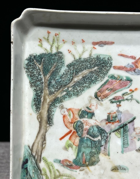 古玩陶瓷清·同治人物故事細路粉彩茶盤拍賣,當前價格2800元