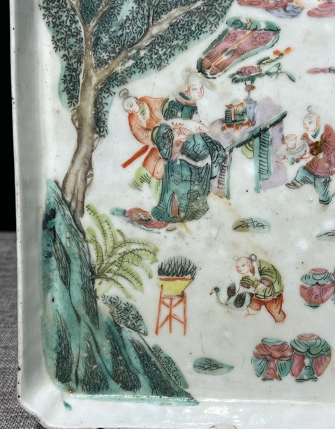 古玩陶瓷清·同治人物故事細路粉彩茶盤拍賣,當前價格2800元