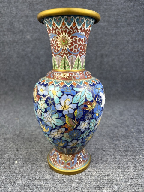 古玩雜項銅胎掐絲琺瑯花卉紋觀音瓶拍賣,當前價格1388元