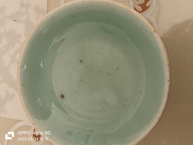 古玩陶瓷豆青釉盤拍賣,當前價格188元