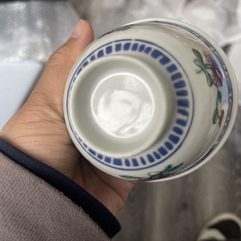古玩陶瓷清中·粉彩四季花卉紋杯真品鑒賞圖