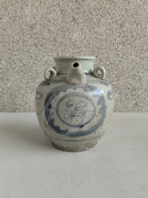 古玩陶瓷吉語(yǔ)紋青花四系壺拍賣，當(dāng)前價(jià)格480元