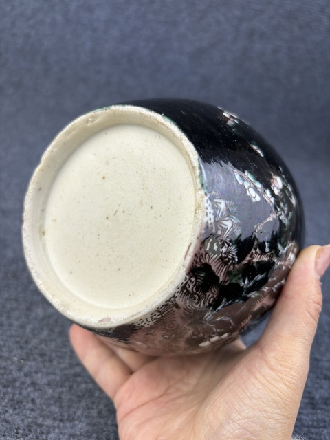 古玩陶瓷墨地素三彩沙口罐拍賣，當前價格2388元