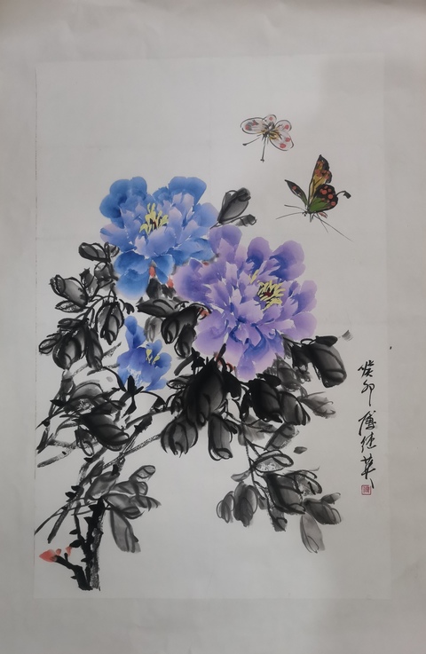 古玩字畫宋慶齡特型演員國家一級美術師傅繼英花卉拍賣,當前價格699元