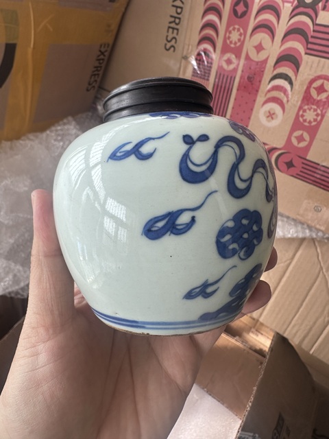 古玩陶瓷青花獅子紋蓋罐拍賣，當前價格2800元