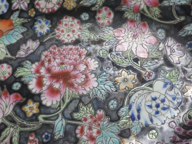 古玩陶瓷百花不落地粉彩盤拍賣,當前價格120元