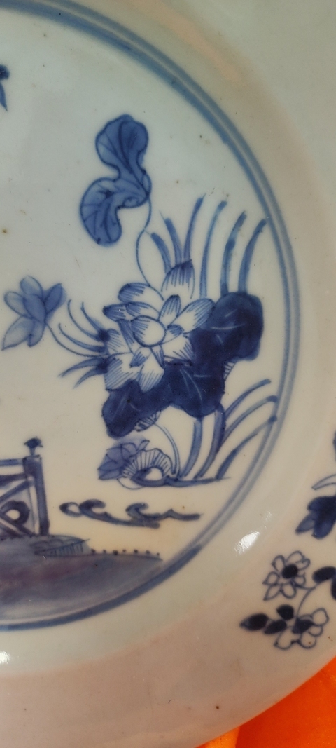 古玩陶瓷青花憑欄花卉紋折沿盤拍賣,當前價格2000元
