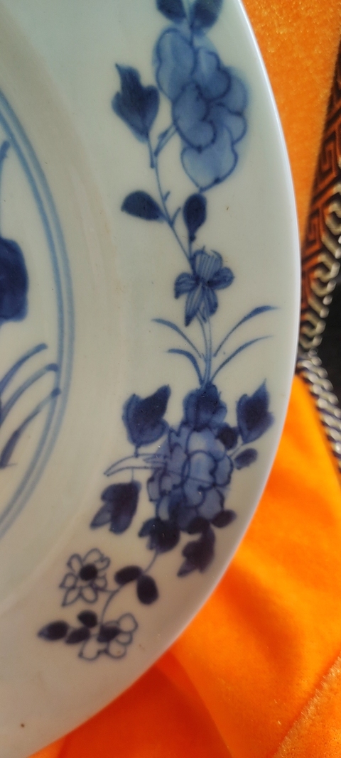 古玩陶瓷青花憑欄花卉紋折沿盤拍賣,當前價格2000元