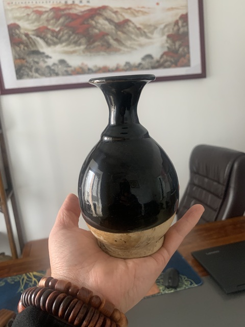 古玩陶瓷磁州窯黑釉撇口瓶拍賣，當前價格6800元