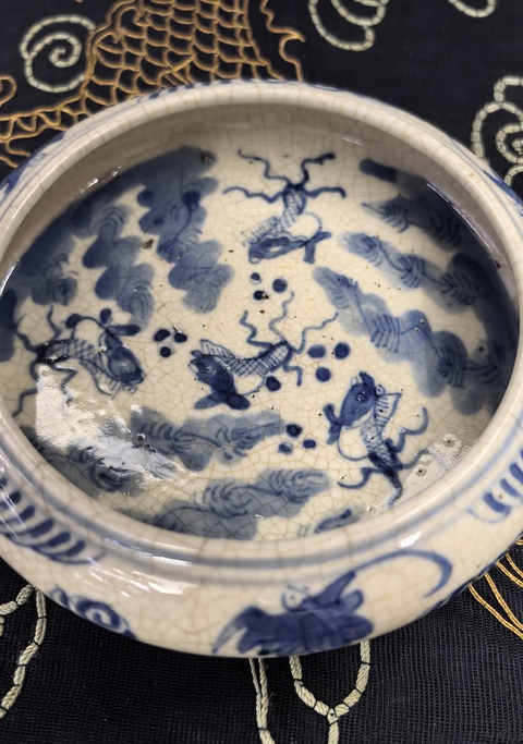 古玩陶瓷清中晚煨瓷青花金玉滿堂水洗拍賣,當前價格11888元