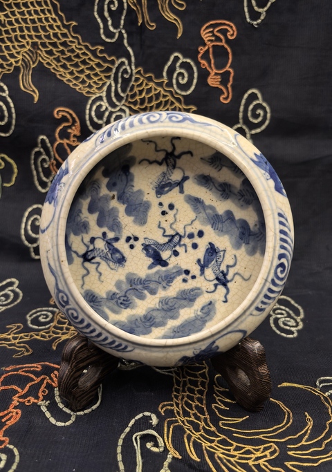 古玩陶瓷清中晚煨瓷青花金玉滿堂水洗拍賣,當前價格11888元