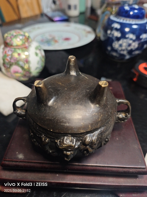 古玩銅器清中期過墻龍茶碗拍賣,當前價格388元