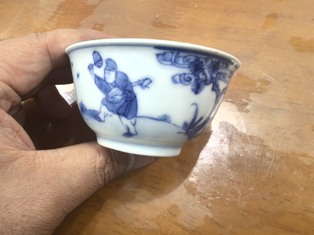 古玩陶瓷人物紋青花杯拍賣,當前價格850元