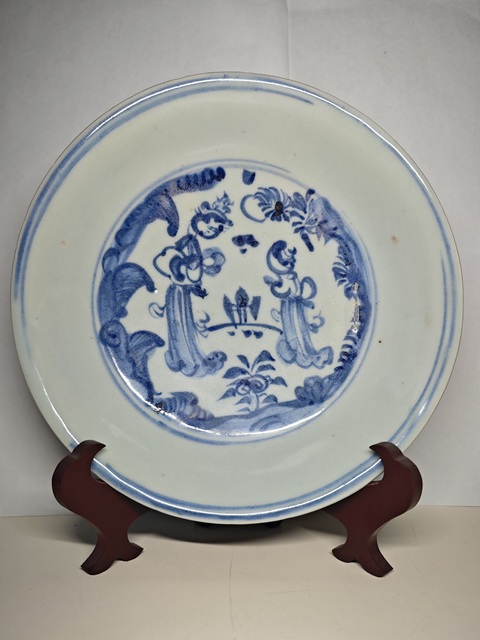 古玩陶瓷明空白期青花人物故事紋賞盤拍賣,當(dāng)前價(jià)格8765元