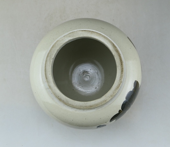 古玩陶瓷清晚期?褐彩詩文花卉紋罐拍賣，當前價格988元