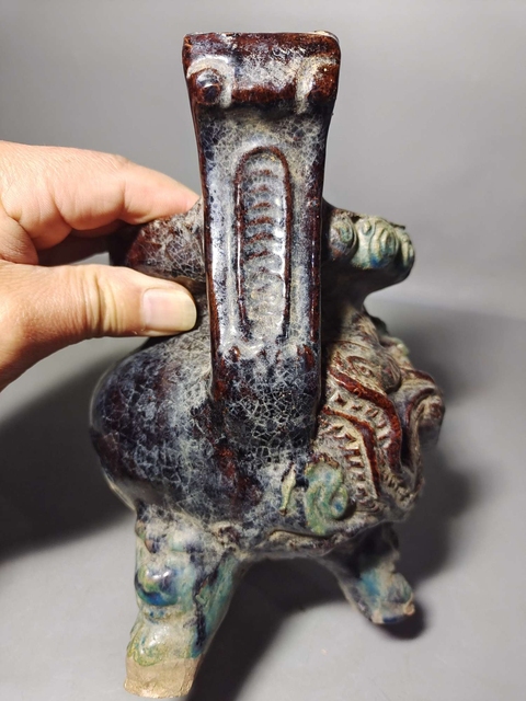 古玩陶瓷明代琺華彩龍紋香爐拍賣，當前價格9966元