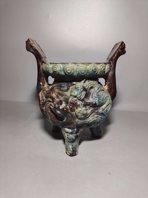 古玩陶瓷明代琺華彩龍紋香爐拍賣，當前價格9966元