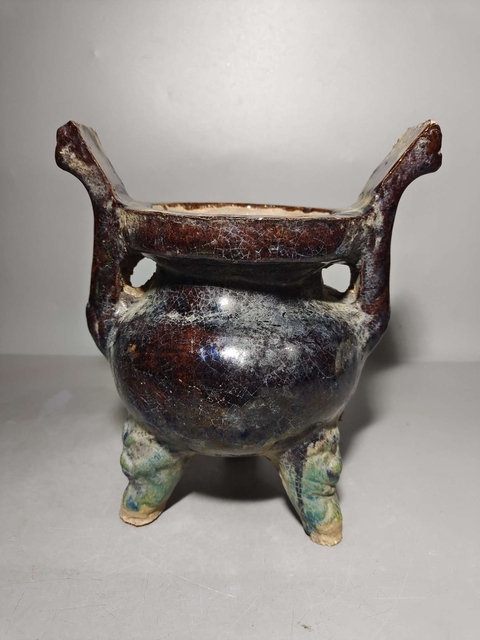 古玩陶瓷明代琺華彩龍紋香爐拍賣，當前價格9966元