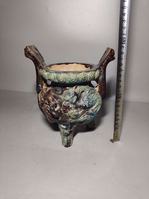 古玩陶瓷明代琺華彩龍紋香爐拍賣，當前價格9966元