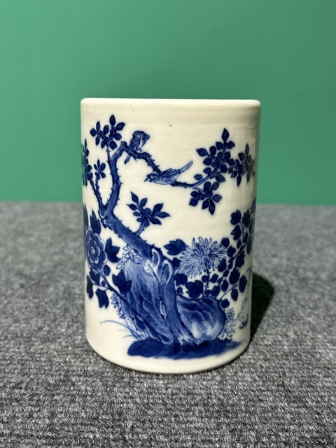清代光緒青花花鳥紋筆筒拍賣，當(dāng)前價(jià)格6800元