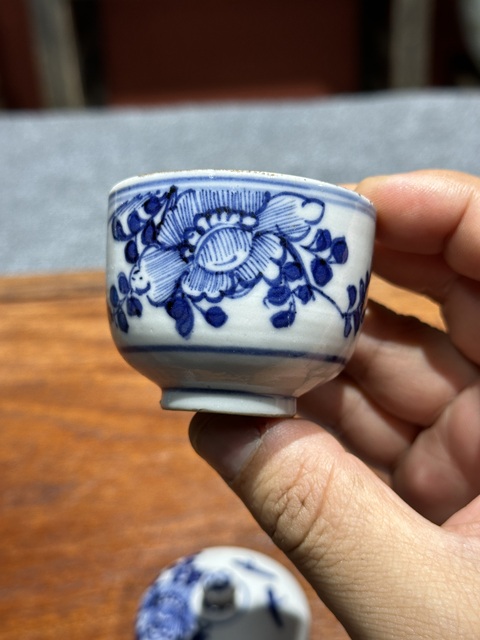 古玩陶瓷清代嘉道青花花卉紋蓋缸拍賣,當前價格1800元