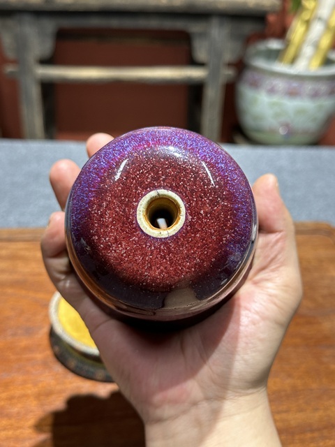 古玩陶瓷清代乾隆鈞紅釉蠟燭臺拍賣，當前價格8800元