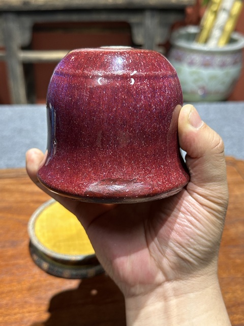 古玩陶瓷清代乾隆鈞紅釉蠟燭臺拍賣，當前價格8800元
