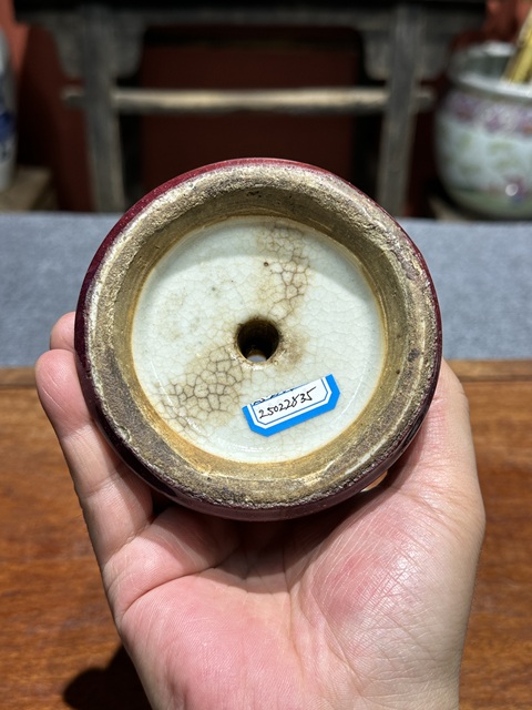 古玩陶瓷清代乾隆鈞紅釉蠟燭臺拍賣，當前價格8800元