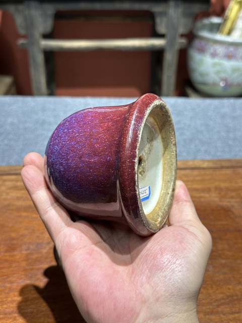 古玩陶瓷清代乾隆鈞紅釉蠟燭臺拍賣，當前價格8800元