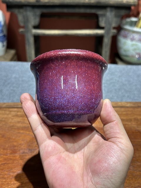 古玩陶瓷清代乾隆鈞紅釉蠟燭臺拍賣，當前價格8800元