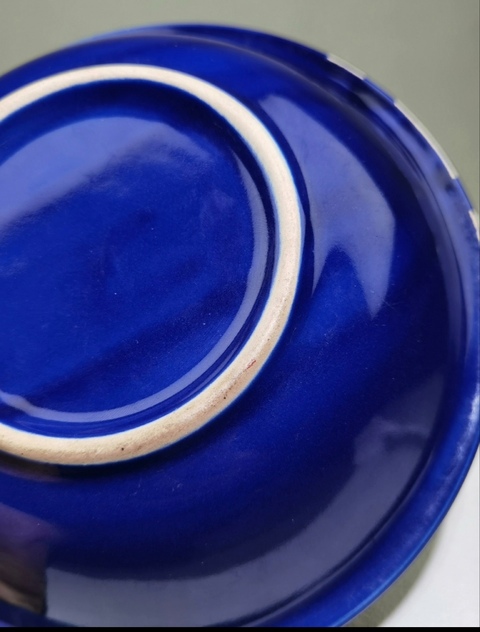 古玩陶瓷晚清-藍釉折沿盤拍賣，當前價格600元