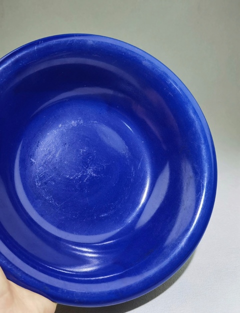 古玩陶瓷晚清-藍釉折沿盤拍賣，當前價格600元