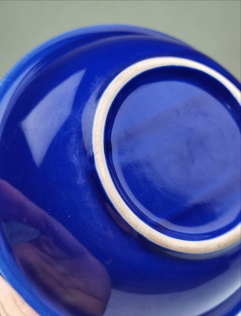 古玩陶瓷晚清-藍釉折沿盤拍賣，當前價格600元