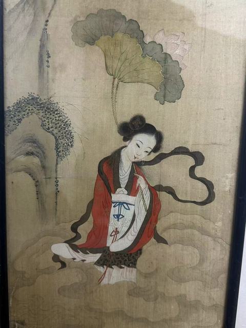 古玩字畫清中期絹本工筆荷花仙子立軸拍賣，當前價格16888元