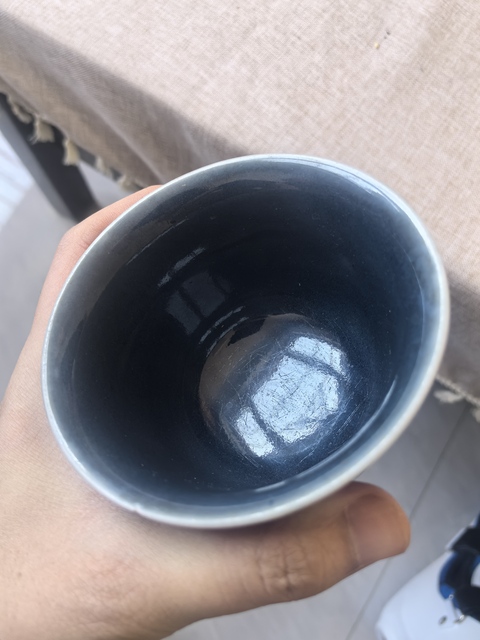 古玩陶瓷霽藍釉描金山水紋杯拍賣,當前價格850元
