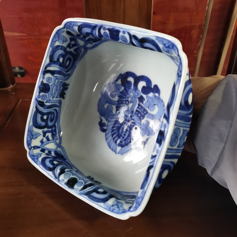 古玩陶瓷【精品】民國倭角四方青花碗拍賣，當前價格300元
