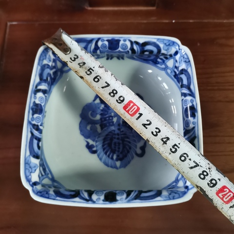 古玩陶瓷【精品】民國倭角四方青花碗拍賣，當前價格300元