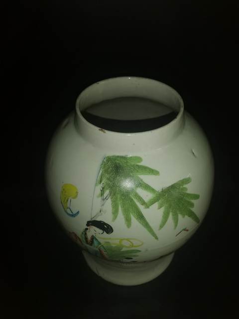 古玩陶瓷三娘教子圖將軍罐拍賣，當前價格3600元
