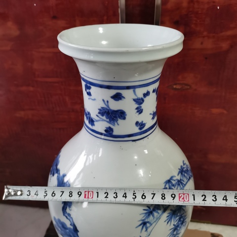 古玩陶瓷【高48.5】晚清民國青花松竹梅圖瓶拍賣，當(dāng)前價格12600元