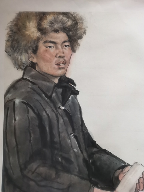 古玩字畫中國著名國畫家中央美院教授盧沉水墨寫生人物拍賣,當前價格50000元