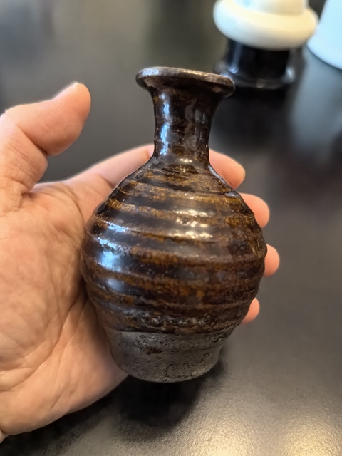 古玩陶瓷明末清初.吉州窯褐釉弦紋瓶拍賣,當前價格1300元
