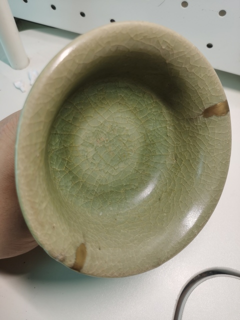 古玩陶瓷元末明初?龍泉青瓷刻花高足杯拍賣,當前價格2300元