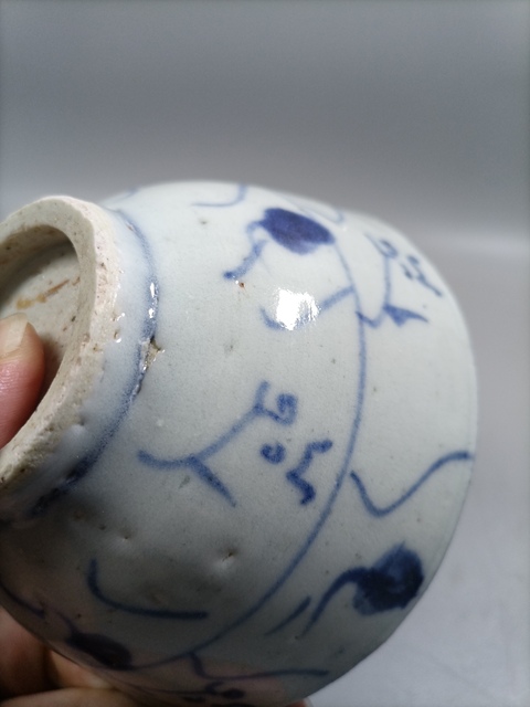 古玩陶瓷雍乾青花靈芝花卉紋茶碗拍賣,當前價格200元