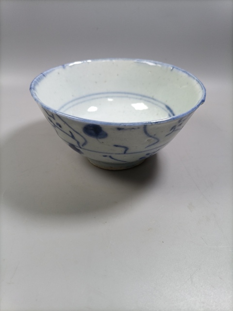 古玩陶瓷雍乾青花靈芝花卉紋茶碗拍賣,當前價格200元