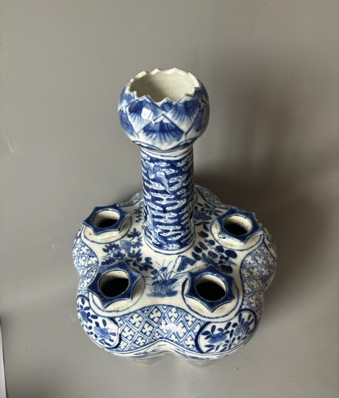 古玩陶瓷清中晚期—龍紋青花五孔花插拍賣,當前價格12800元