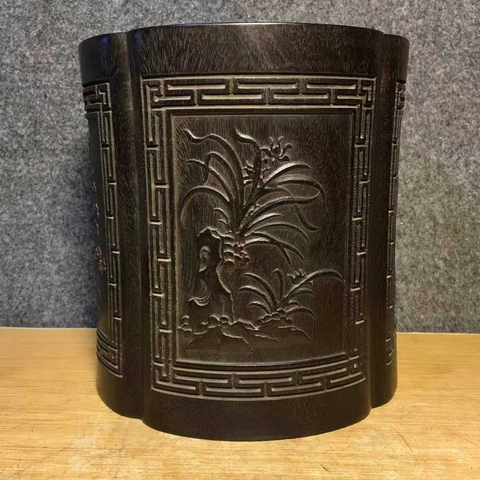 梅蘭竹菊 紫檀木茶托　唐木4枚セット 梅蘭竹菊 紫檀木茶托 唐木4枚セット
